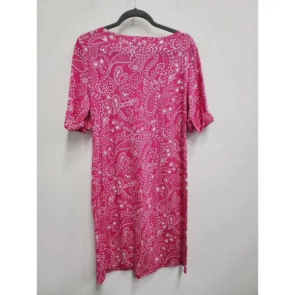 Karen Scott Womens T-Shirt Dress Medium Pink White Paisley Print Half Sleeve - Picture 7 of 7